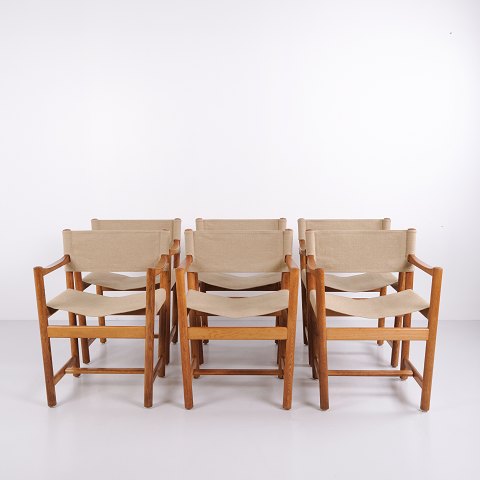 Set of J102 Dining Chairs in Solid Oak and Light Canvas by Ditte and Adrian Heath for FDB Møbler