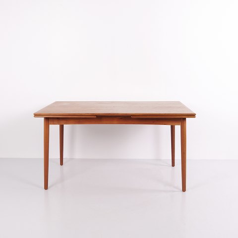 Teak Dining Table with Draw Leaf Extension and 2 Extension Leaves from the 1950s–60s