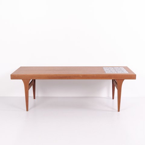 Johannes Andersen Teak Coffee Table with Inset Ceramic Tiles Danish Design from the 1960s