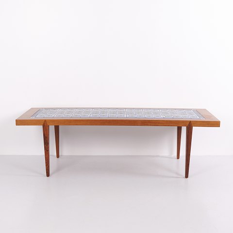 Severin Hansen Rosewood Coffee Table with Blue Tiles from the Royal Copenhagen Porcelain Factory