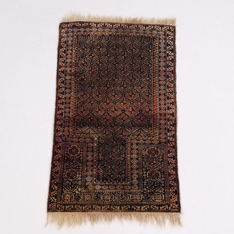 Oriental Prayer Rug Inspired Rug with Mihrab Motif in Dark Tones 125 x 78 cm