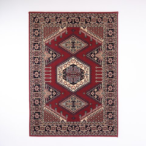Persian Inspired Oriental Rug with Geometric Medallion Pattern