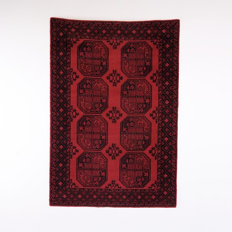 Afghan Akhche Rug in Red and Dark Tones 178 x 121 cm
