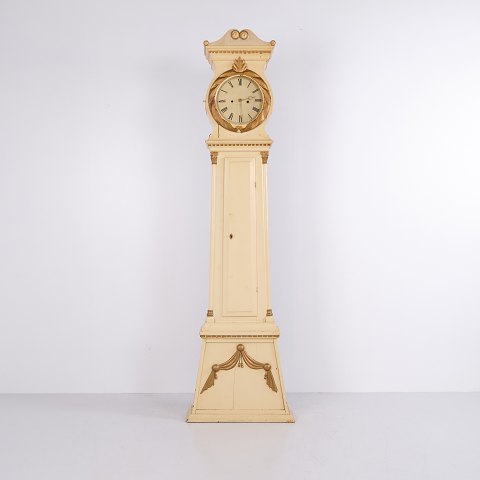Antique Danish Frøken Bornholm Longcase Clock Painted White from the 1790s