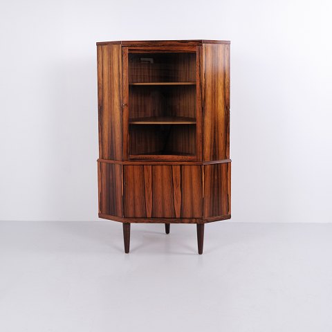 Danish Rosewood Corner Cabinet / Bar Cabinet with Glass Door 1960s