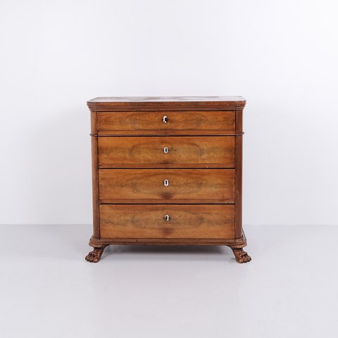 Antique Neo-Rococo Mahogany Chest of Drawers with Carved Lion Feet 1880s