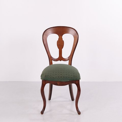 Antique Dark Wood Chair with Green Upholstered Seat circa 1860–1880