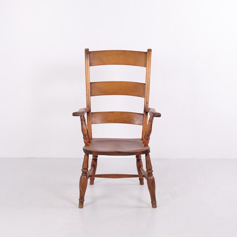 Antique Ladder Back Armchair with Turned Legs circa 1880–1900