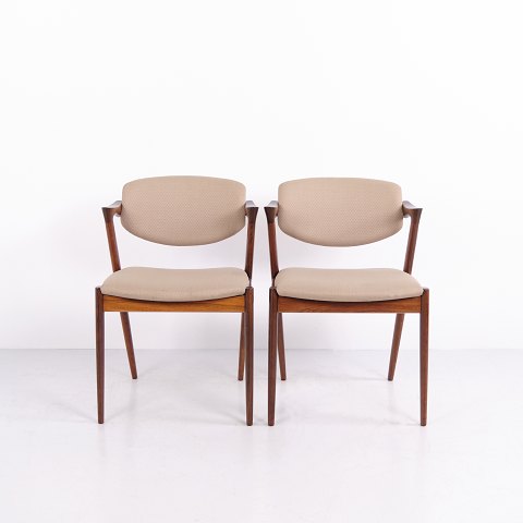 Pair of Kai Kristiansen Model 42 Rosewood Dining Chairs Schou Andersen 1960s