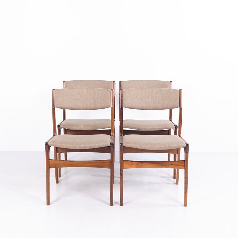 Set of Four Erik Buch Rosewood Dining Chairs with Fabric Danish Design 1960s