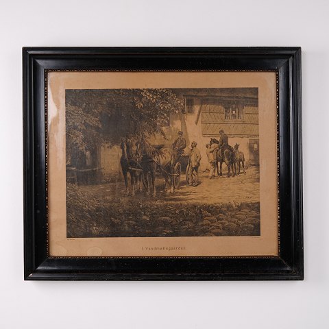Otto Bache Vintage Print “I Vandmøllegaarden” 63 x 76 cm