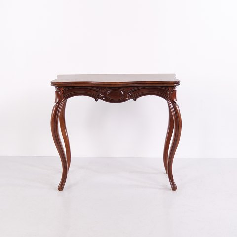 Antique Mahogany Fold-Over Table with Cabriole-Style Legs 19th Century
