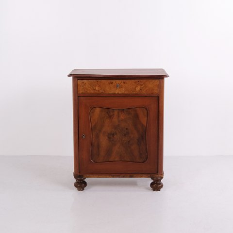 Small Antique Mahogany Cabinet with Burl Veneer 19th Century