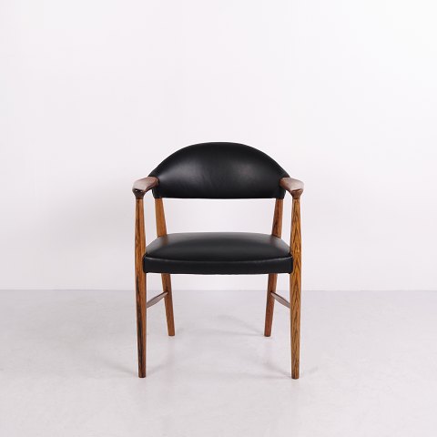 Kurt Olsen Model 223 Rosewood and Black Leather Armchair for Slagelse Møbelværk 1950s