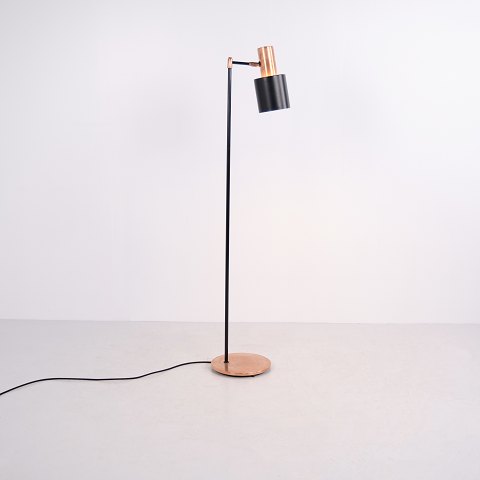 Jo Hammerborg Studio Floor Lamp in Black Metal and Copper Fog & Mørup 1960s