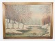 Maleri på lærred med vinter motiv og forgyldt ramme, med ukendt signatur. 
5000m2 udstilling.