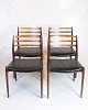 Set of Six Dining Chairs - Model 78 - Rosewood & Black Leather - N.O Møller - 
J.L Møllers Furniture Factory - 1950s
