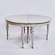 Round Dining Table / Moon Table - Louis Seize - Gray painted - Round legs - 
Brass wheels - 1780s
