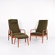 A Pair of Lounge Chairs With Stool - Teak - Green Fabric - Alf Svensson - Fritz Hansen - 1960s