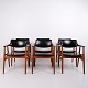 Set of 6 Dining Chairs Model GM11 in Teak and Black Leather by Svend Aage Eriksen for Glostrup Møbelfabrik, 1960s