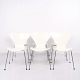 Set of 6 Series 7 Chairs Model 3107 in White Lacquered Veneer with Chrome Frame by Arne Jacobsen for Fritz Hansen