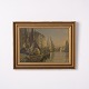 Print on Board with Sailing Ships Motif in Gilt Frame