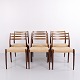 Set of 6 Dining Chairs - Model 78 - Rosewood & Beige Alcantara - N.O. Møller - J.L. Møllers Møbelfabrik