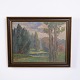 Landscape Painting on Canvas with Trees in Gilt Frame 39 x 48.5 cm