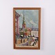 Cityscape Painting on Canvas with Church in Gilt Frame 61 x 40 cm