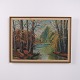 Landscape Painting on Canvas with Forest and Stream in Gilt Frame 47.5 x 64 cm