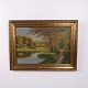 Oil Painting on Canvas with Lake Landscape in Gilt Frame 59 x 79.5 cm