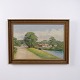 Oil Painting on Canvas with Landscape and Farm by a Lake in Gilt Frame 56 x 75.5 cm