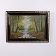 Oil Painting on Canvas with Forest, Stream and Trees in Gold and Black Frame