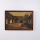 Landscape Painting with Farmstead, Courtyard and Chickens Signed 49 x 71 cm