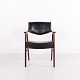 Erik Kirkegaard Model 43 Armchair in Teak and Black Leather for Høng Stolefabrik 1950s