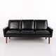 Vintage Three Seater Sofa in Black Leather Danish Design from the 1960s