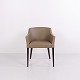 Armchair in Beige Faux Leather and Dark Wood