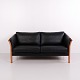 Hjort Knudsen Classic Two Seater Slatted Sofa in Black Leather and Solid Wood