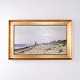 Oil Painting with Coastal Scene from Hornbæk in Gilt Frame from 1886 by Alfred Olsen