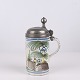 Large Kellinghusen Faience Tankard with Palm Decoration and Pewter Lid 1790–1810 by Lubbert Diedrich Bahlmann