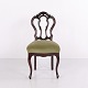 Antique Rococo Revival Chair in Dark Wood with Green Upholstery circa 1860–1880