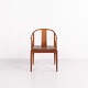 Hans J. Wegner China Chair FH 4283 in Mahogany and Brown Leather Fritz Hansen