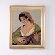 Vintage Embroidered Portrait of a Woman with String Instrument 1930
