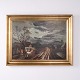 Vintage Village Landscape Painting with Horse-Drawn Cart 1930s 58 x 76 cm