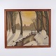 Poul Steffensen Winter Landscape with Stream and Bridge 1945 89 x 107 cm