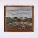 Vintage Landscape Painting with Heathland and Cloudy Sky Signed J.L. 39 76 x 86 cm