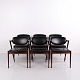 Set of 6 Kai Kristiansen Model 42 Rosewood Dining Chairs in Black Elegance Leather