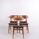 Set of 5 Vintage Danish Modern Teak Dining Chairs with Black Upholstery 1960s