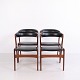 Set of Four Model 68 Teak and Black Leather Dining Chairs Anderstrup Møbelfabrik 1960s