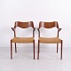 Pair of N.O. Møller Model 55 Teak and Woven Dining Armchairs by J.L. Møllers Møbelfabrik 1960s